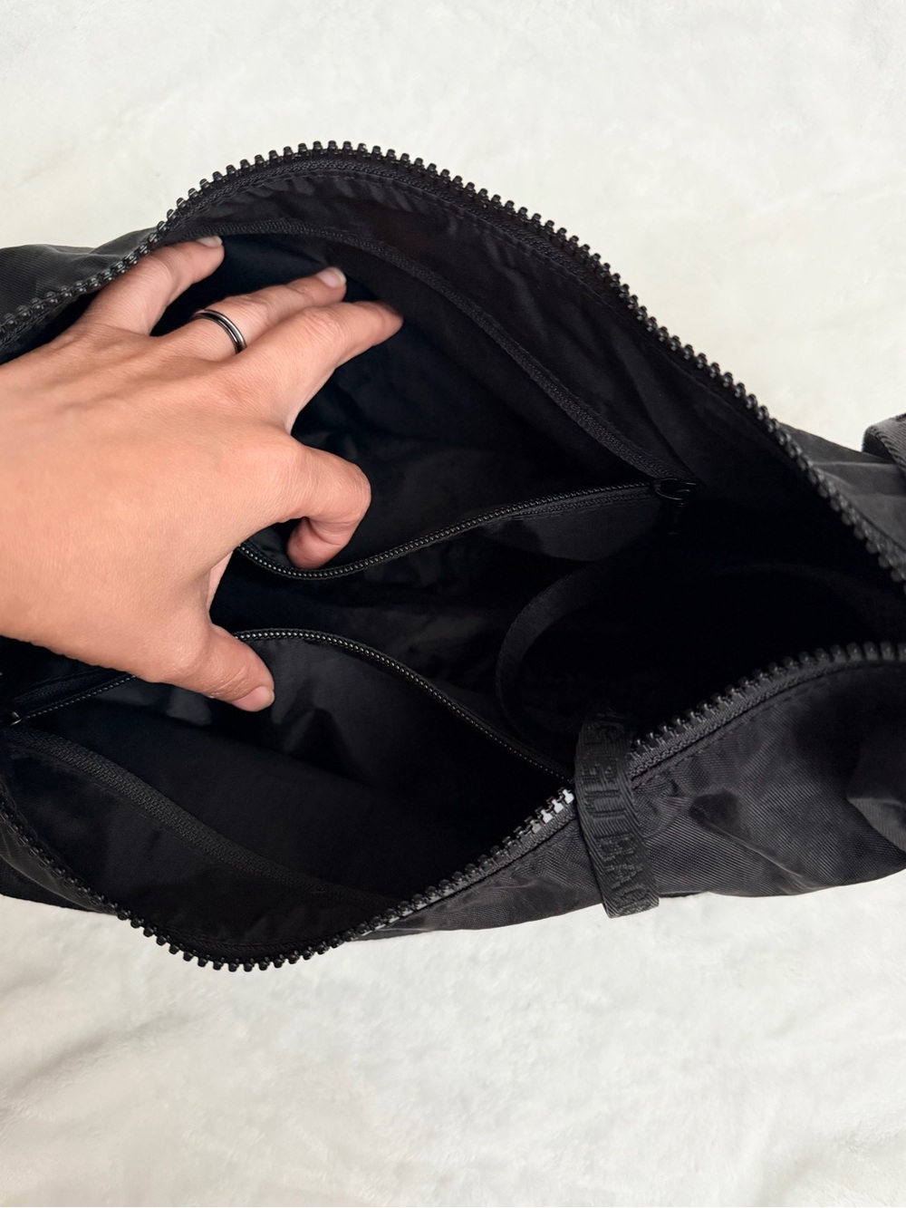 BAGGU Black Nylon Medium Crescent Crossbody Shoulder Bag - Picture 7 of 9